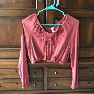 rusty cropped top embroidered in front